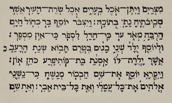 A small portion of Hebrew type